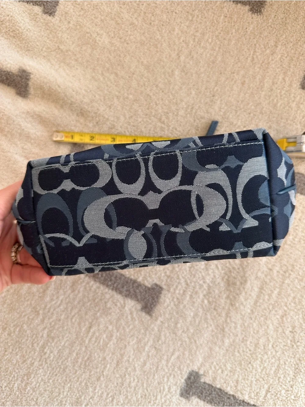 Coach Navy and Light Gray Signature Jacquard Wristlet